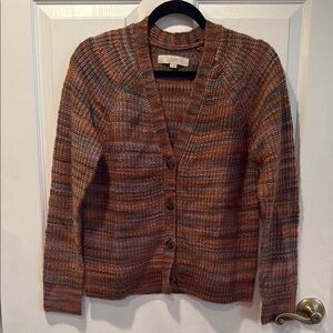 LOFT Women’s Knit Cardigan Sweater in Red, Orange, Brown